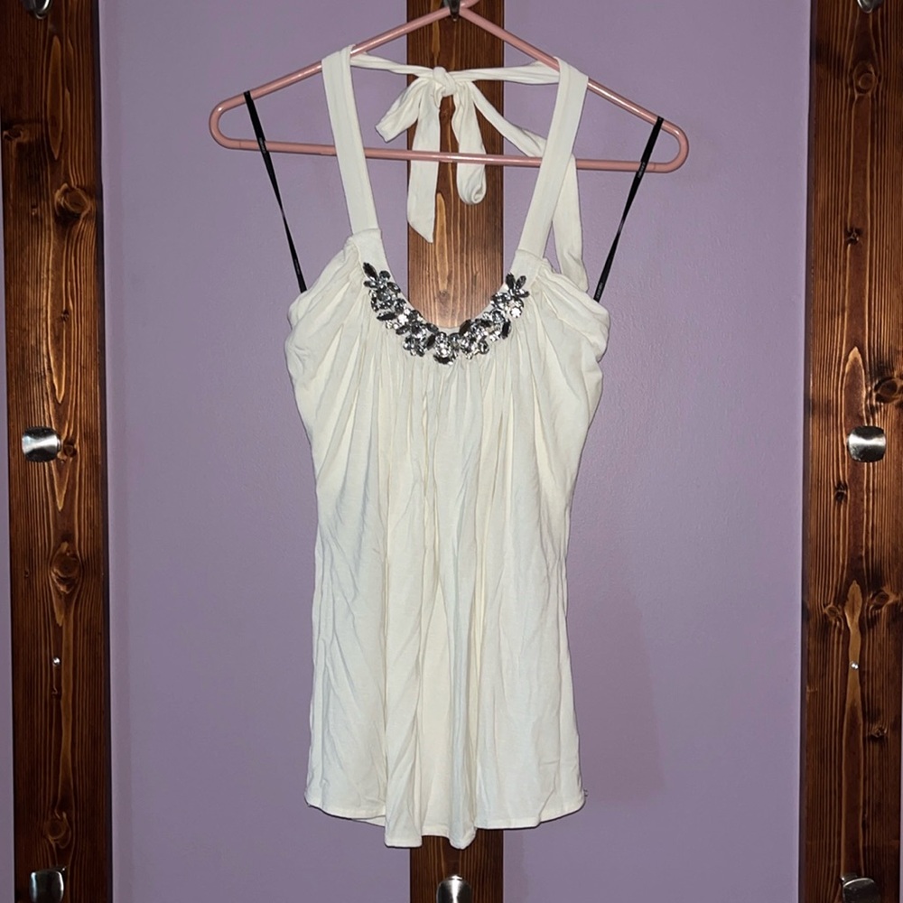 NWTS Ivory halter bling top Forever Twentyone size small